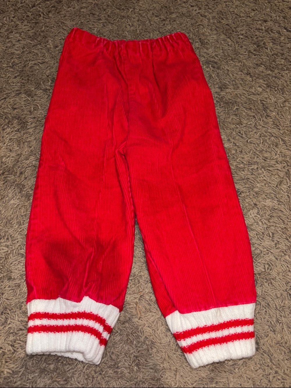 Vintage Red Corduroy Pants with Striped Knit Cuffs toddler size 3